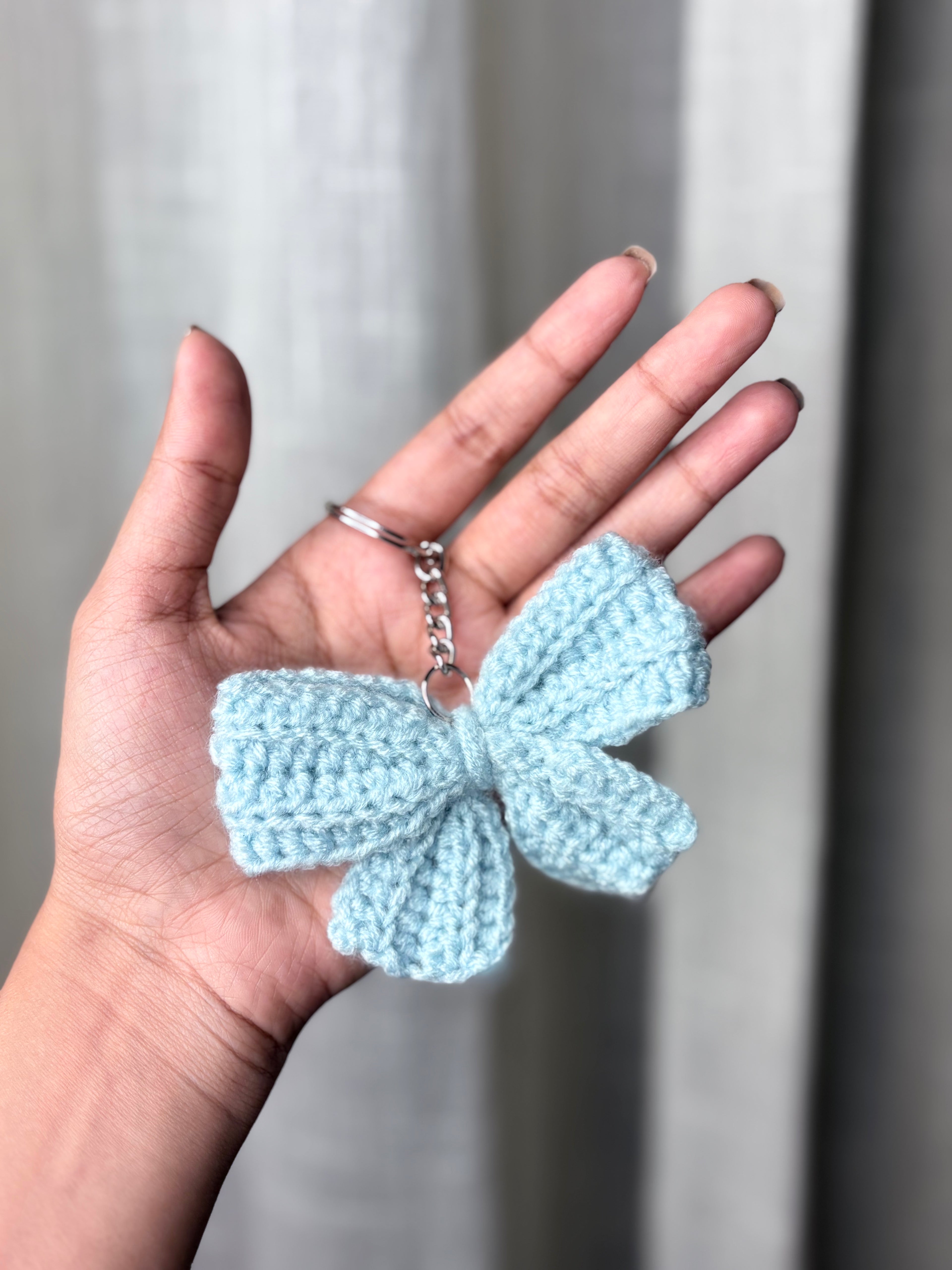 Blue bow keychain
