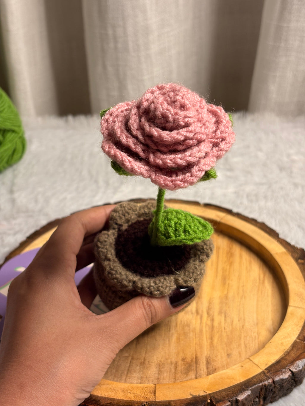 Crochet Rose Pot