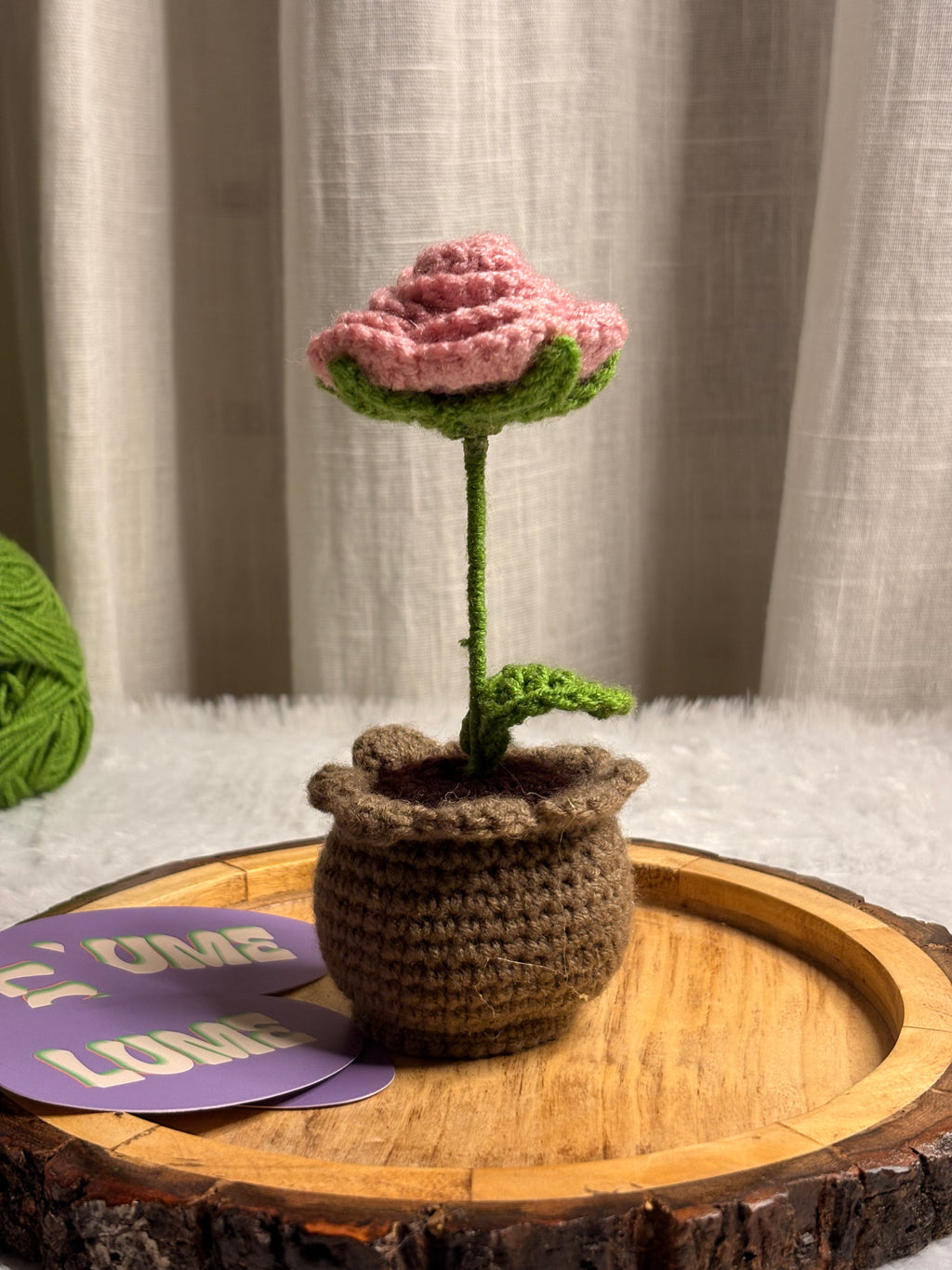 Crochet Rose Pot
