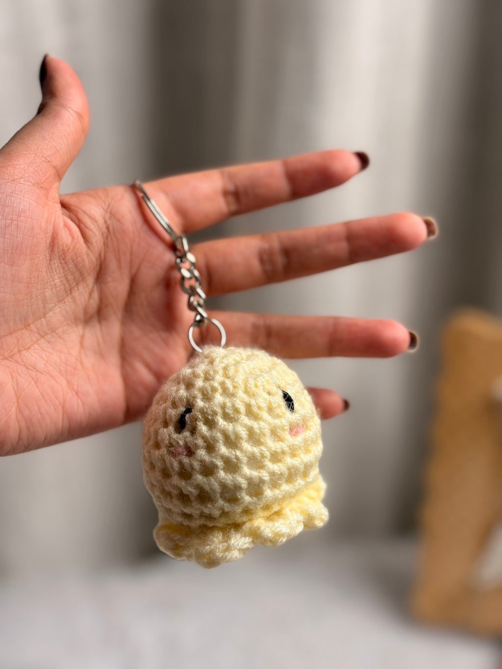 White Octopus Keychain