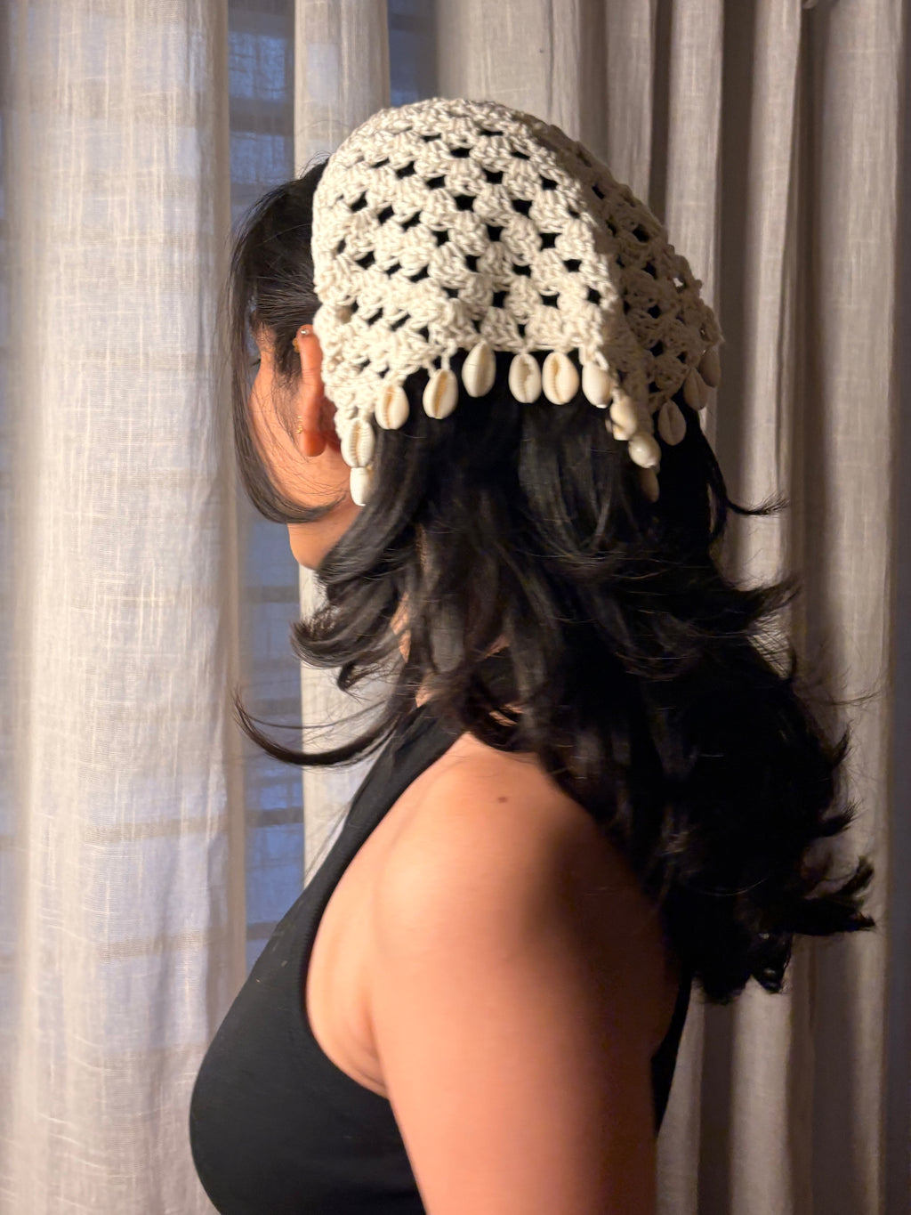 Crochet shell bandana
